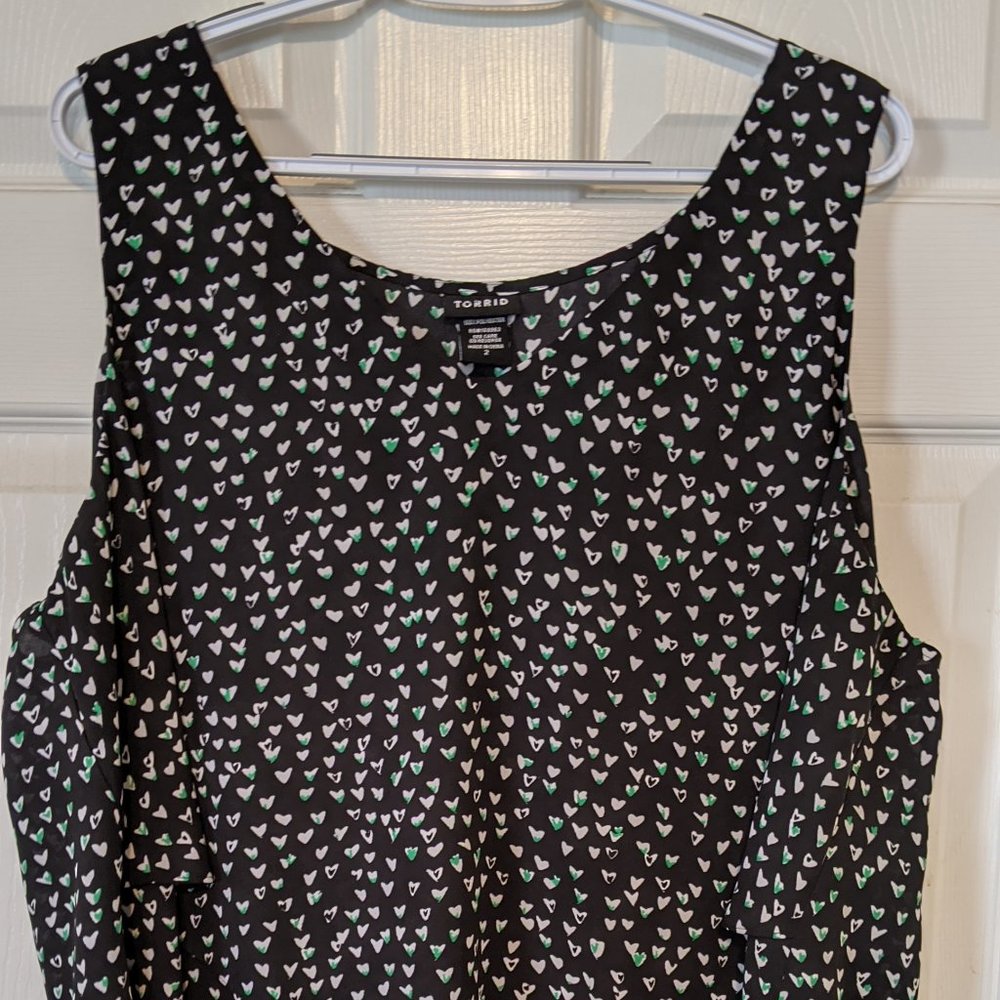 Torrid Layered Black Hearts Tank Sz. 2 / 2x